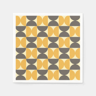 Mid-Century Modern Brown & Gold Pattern Napkins