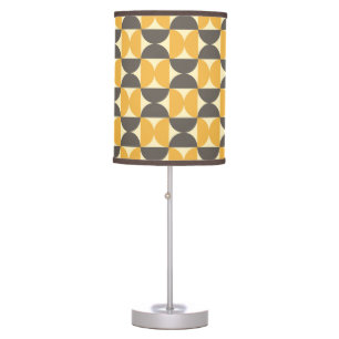 Mid-Century Modern Brown & Gold Pattern Table Lamp