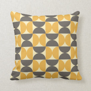Mid-Century Modern Brown & Gold Pattern Throw Pillow