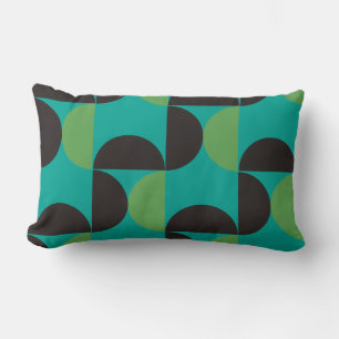 Mid-Century Modern Brown green and turquoise   Lumbar Pillow