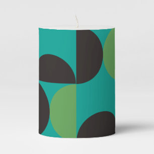 Mid-Century Modern Brown green and turquoise Pillar Candle