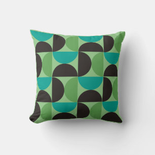 Mid-Century Modern Brown green and turquoise Throw Pillow