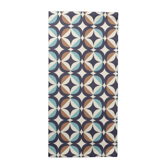 Mid-Century Modern Brown & Teal Pattern Cloth Napkin (Half Fold)