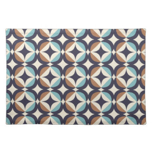 Mid-Century Modern Brown & Teal Pattern Cloth Placemat