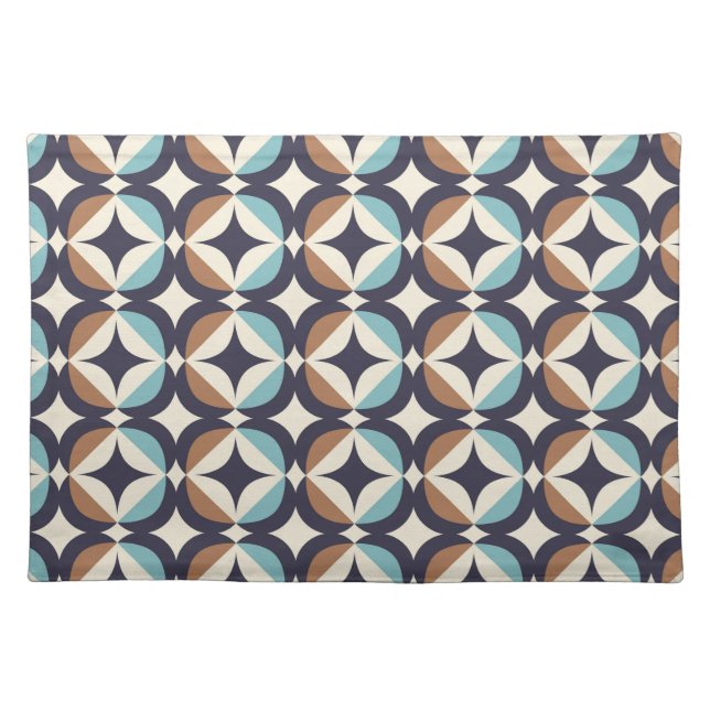 Mid-Century Modern Brown & Teal Pattern Cloth Placemat (Front)