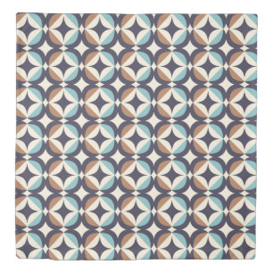 Mid-Century Modern Brown & Teal Pattern Duvet Cover