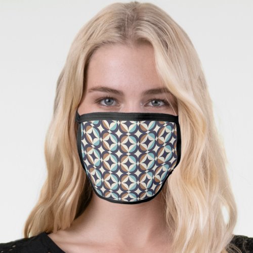 Mid_Century Modern Brown  Teal Pattern Face Mask