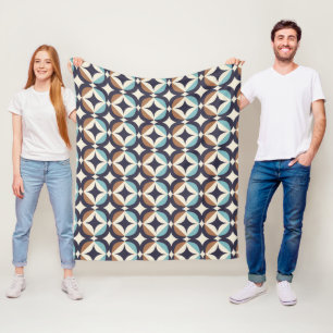 Mid-Century Modern Brown & Teal Pattern Fleece Blanket