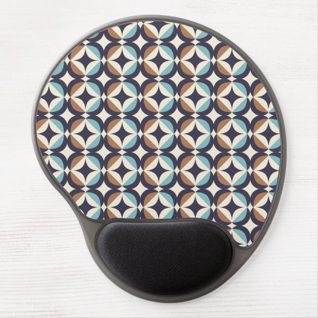 Mid-Century Modern Brown & Teal Pattern Gel Mouse Pad (Front)