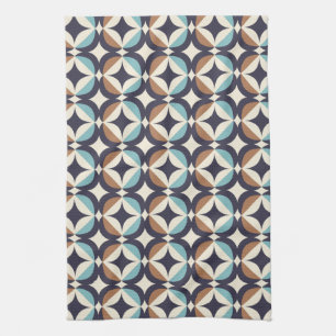 Mid-Century Modern Brown & Teal Pattern Kitchen Towel