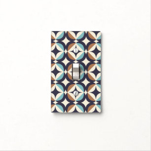 Mid-Century Modern Brown & Teal Pattern Light Switch Cover