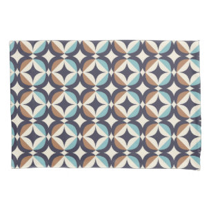 Mid-Century Modern Brown & Teal Pattern Pillow Case