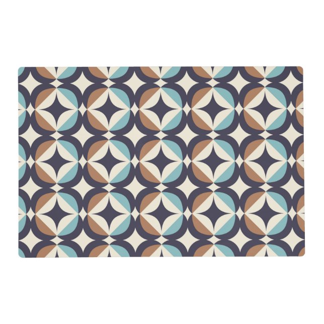 Mid-Century Modern Brown & Teal Pattern Placemat (Front)