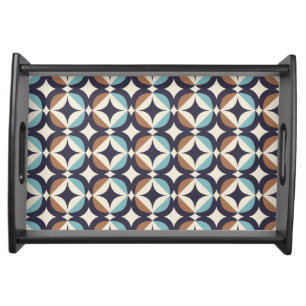 Mid-Century Modern Brown & Teal Pattern Serving Tray