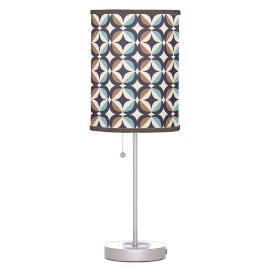 Mid-Century Modern Brown & Teal Pattern Table Lamp (Right)