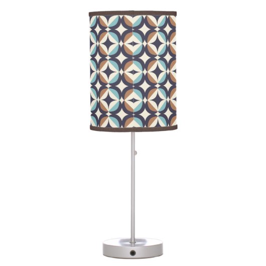 Mid-Century Modern Brown & Teal Pattern Table Lamp (Back)