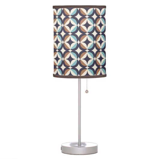 Mid-Century Modern Brown & Teal Pattern Table Lamp (Left)