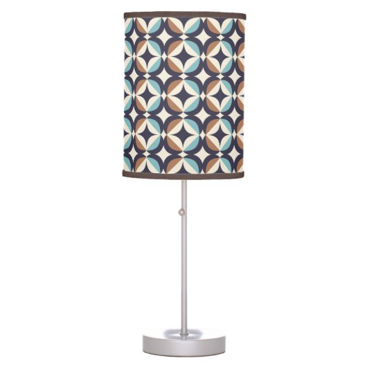Mid-Century Modern Brown & Teal Pattern Table Lamp (Front)