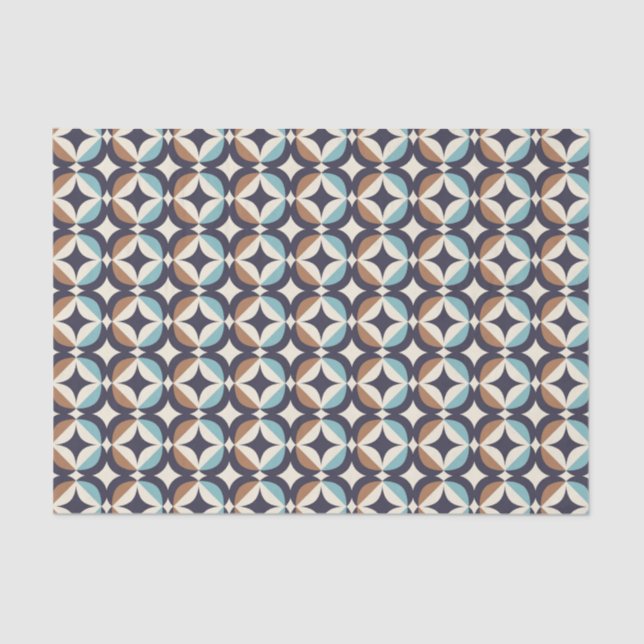 Mid-Century Modern Brown & Teal Pattern Tissue Paper (Front)