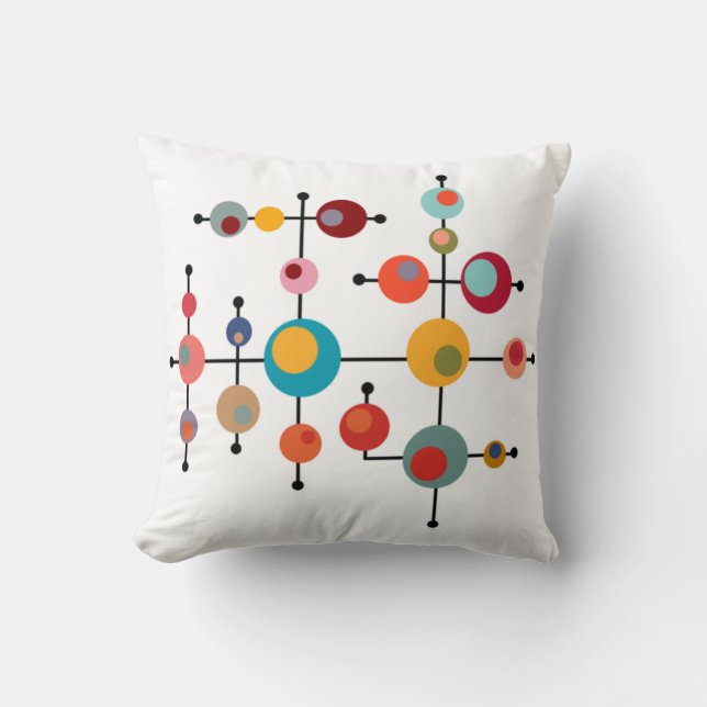 Mid-Century Modern Bubbles  Throw Pillow (Front)