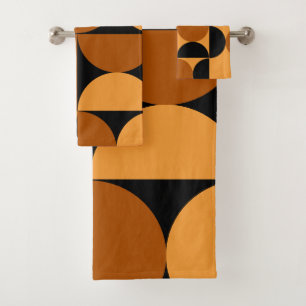 Mid-Century Modern Burnt Clay and Mocha Bath Towel Set