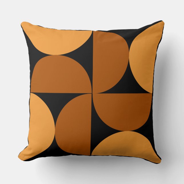 Mid-Century Modern Burnt Clay and Mocha   Throw Pillow (Front)