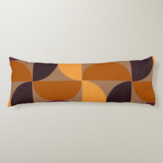 Mid-Century Modern Burnt Wine Eclipse   Body Pillow (Front)