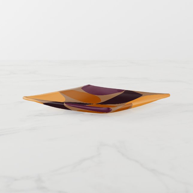 Mid-Century Modern Burnt Wine Eclipse    Trinket Tray (Angled)