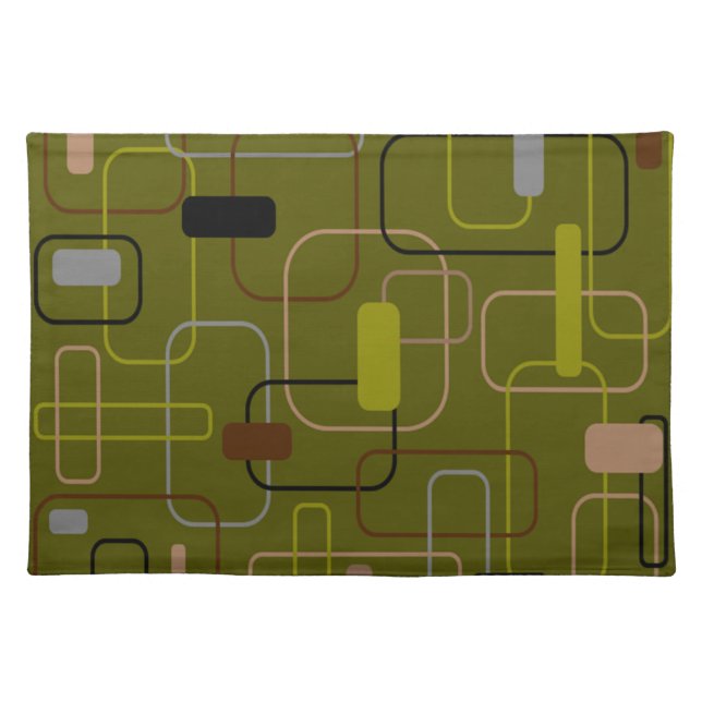 Mid-Century Modern Camouflage Cloth Placemat (Front)