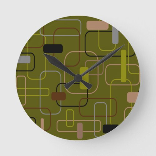 Mid_Century Modern Camouflage  Round Clock