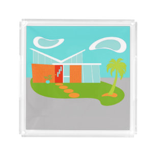 Mid Century Modern Cartoon House Acrylic Tray
