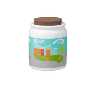 Mid Century Modern Cartoon House Candy Jar