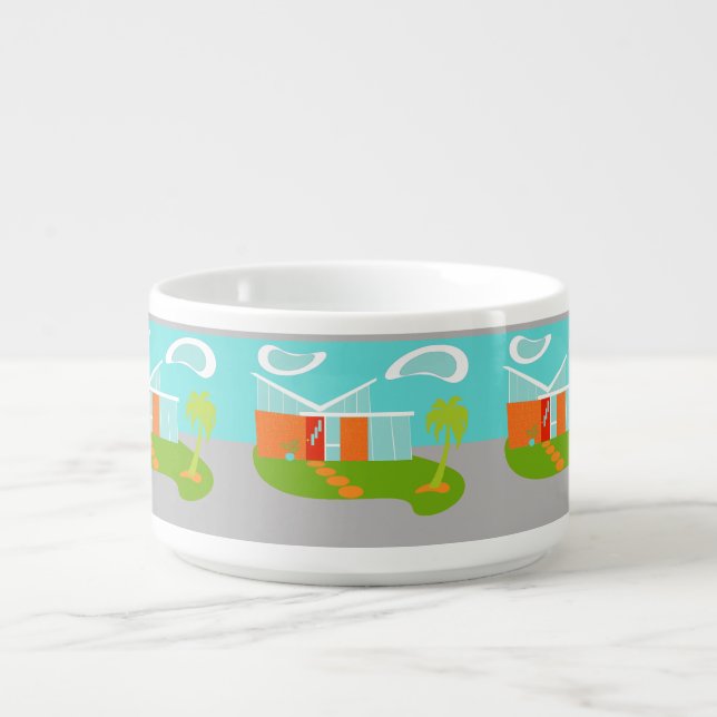 Mid Century Modern Cartoon House Chili Bowl (Center)