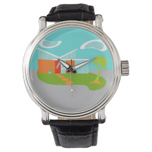 Mid Century Modern Cartoon House Men's Watch