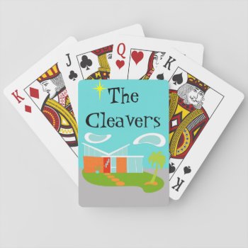 Mid Century Modern Cartoon House Playing Cards by StrangeLittleOnion at Zazzle