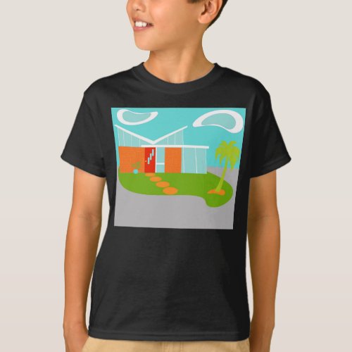 Mid Century Modern Cartoon House T_Shirt
