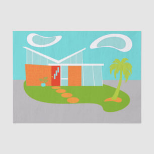 Mid Century Modern Cartoon House Tissue Paper