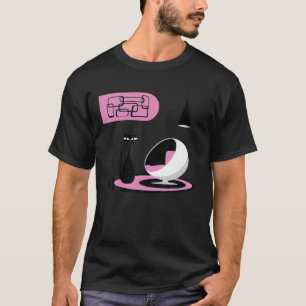 Mid Century Modern Cat and Retro Ball Chair T Shir T-Shirt