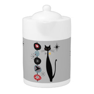 Mid Century Modern Cat Atomic Era Teapot