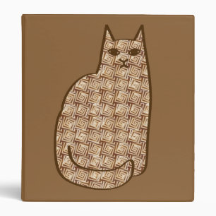 Mid-Century Modern Cat, Beige and Light Brown Binder