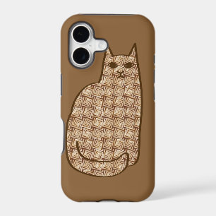 Mid-Century Modern Cat, Beige and Light Brown iPhone 17 Case