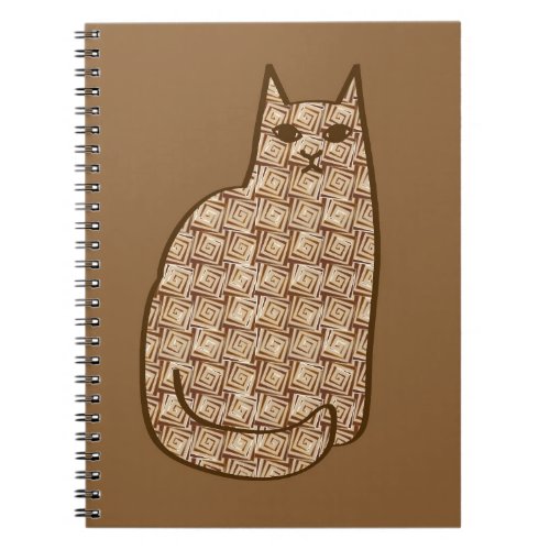 Mid_Century Modern Cat Beige and Light Brown Notebook
