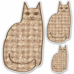 Mid-Century Modern Cat, Beige and Light Brown Sticker
