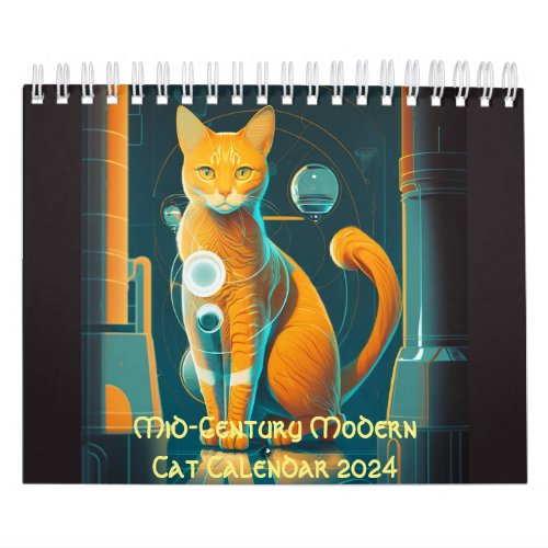 Mid_Century Modern Cat Calendar 2024 Cat Calendar