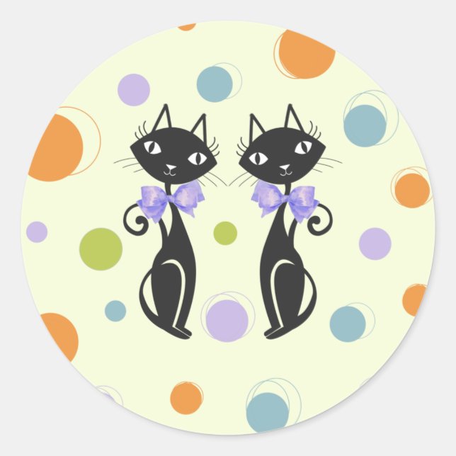 Mid Century Modern Cat Classic Round Sticker (Front)