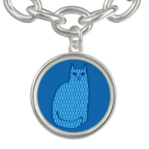 Mid-Century Modern Cat, Cobalt and Light Blue Bracelet