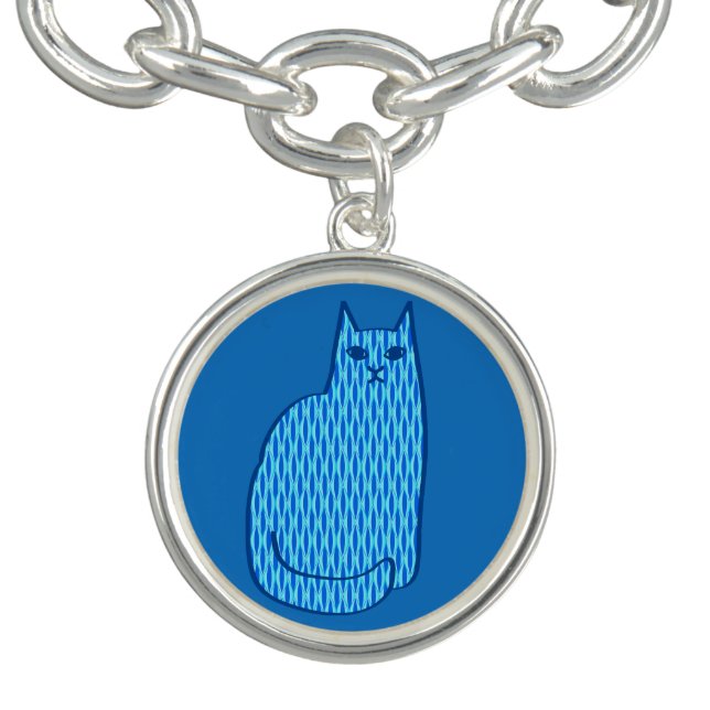 Mid-Century Modern Cat, Cobalt and Light Blue Bracelet (Design)