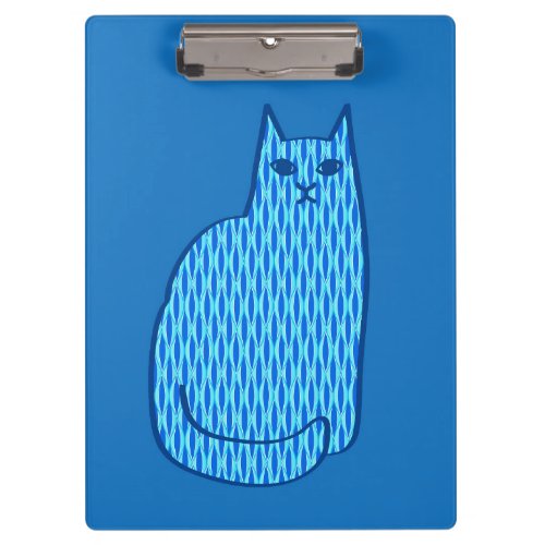 Mid_Century Modern Cat Cobalt and Light Blue Clipboard