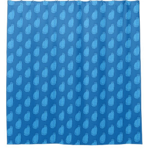 Mid-Century Modern Cat, Cobalt and Light Blue Shower Curtain