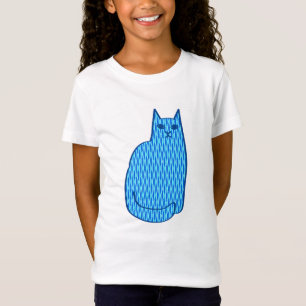 Mid-Century Modern Cat, Cobalt and Light Blue T-Shirt